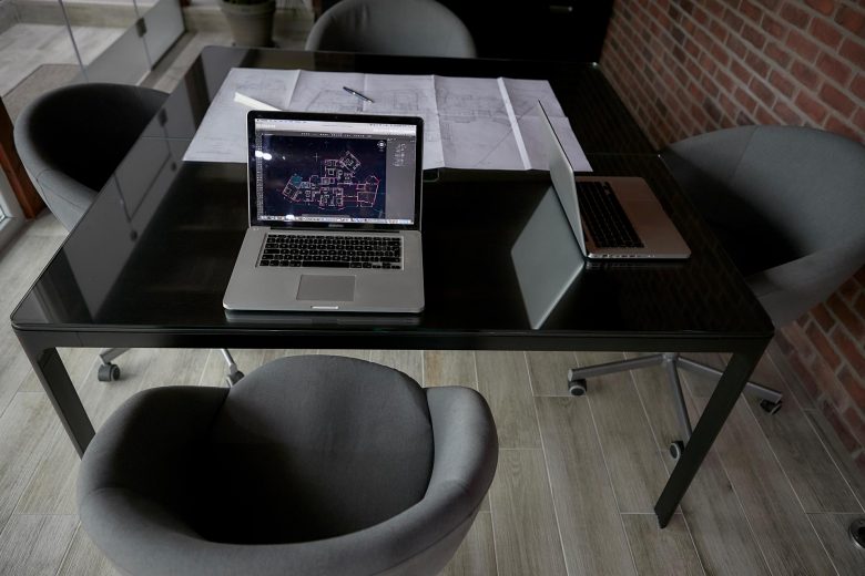 office table with computer
